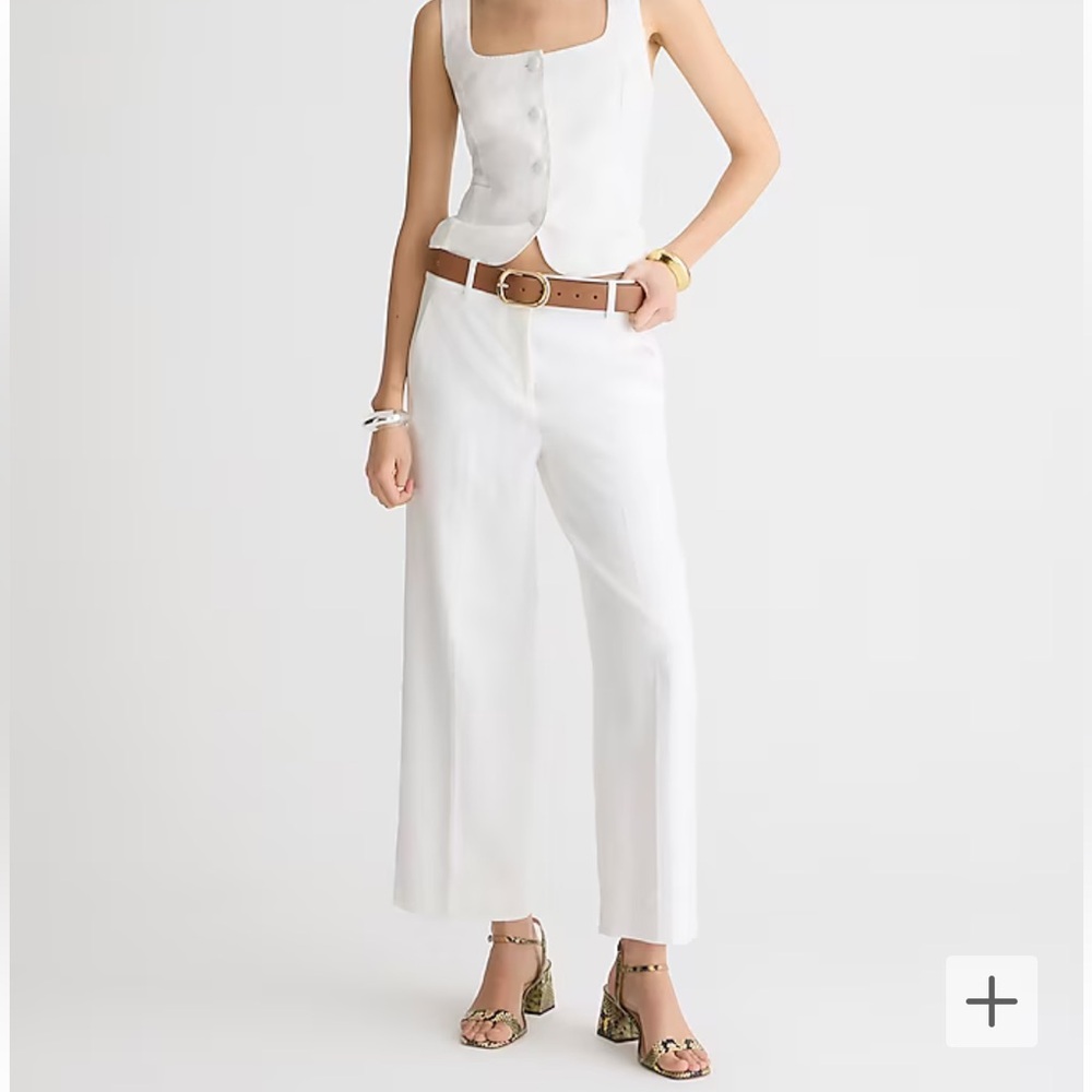 J.Crew Sydney Pant in Stretch Linen Blend, White, Size 6P